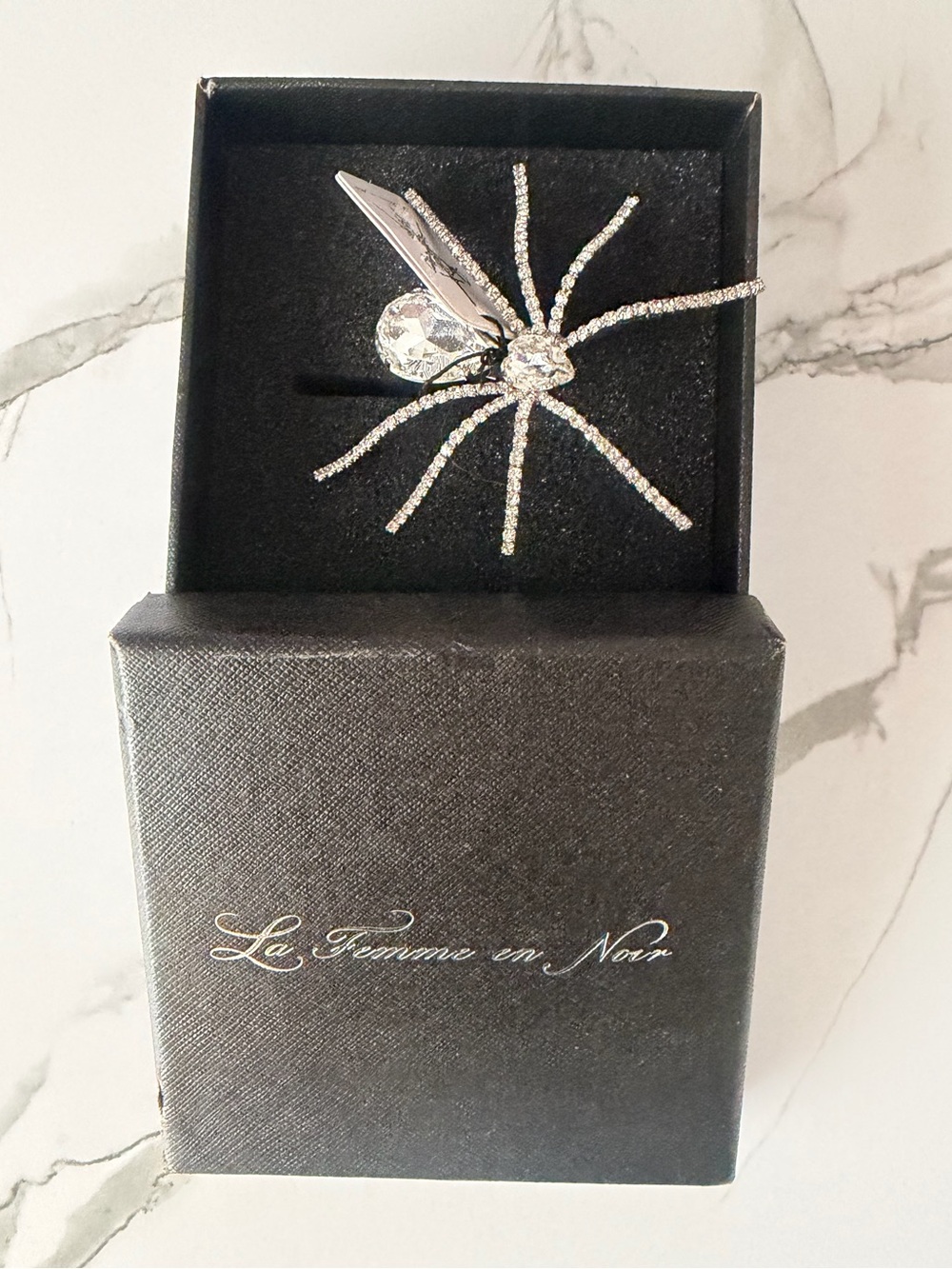NEW La Femme En Noir Spider Baby Rhinestone Spider Brooch - CRYSTAL